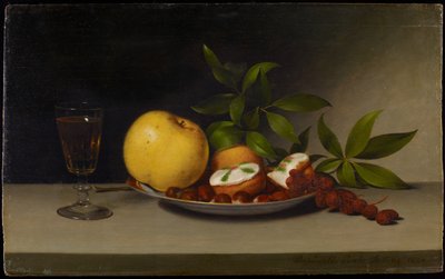 Naturaleza muerta con frutas, pasteles y vino, 1821 de Raphaelle Peale